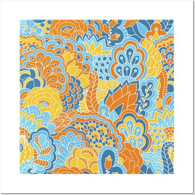 Abstract Floral Neck Gator Orange Aqua Floral Abstract Wall Art by DANPUBLIC